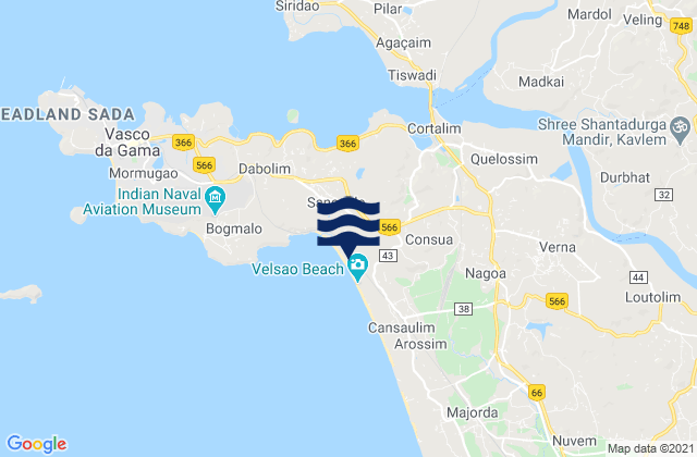 Mappa delle maree di Sancoale, India