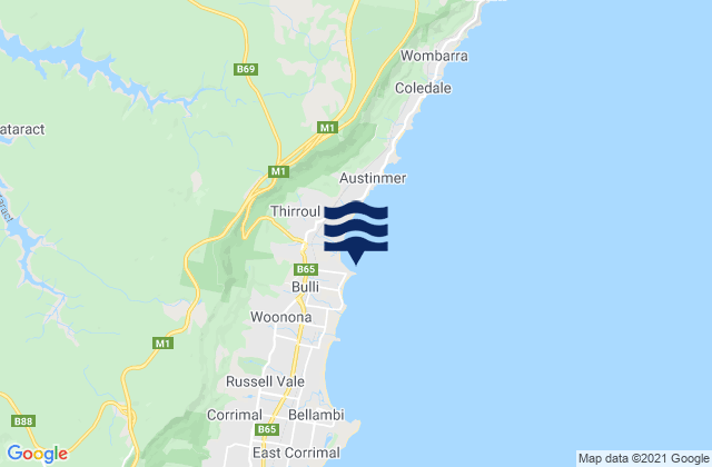 Mappa delle maree di Sandon Point, Australia
