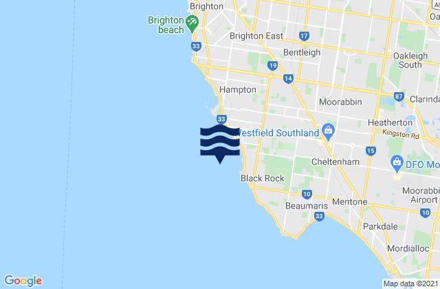 Mappa delle maree di Sandringham, Australia