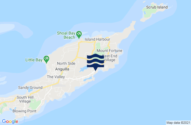 Mappa delle maree di Sandy Hill, Anguilla