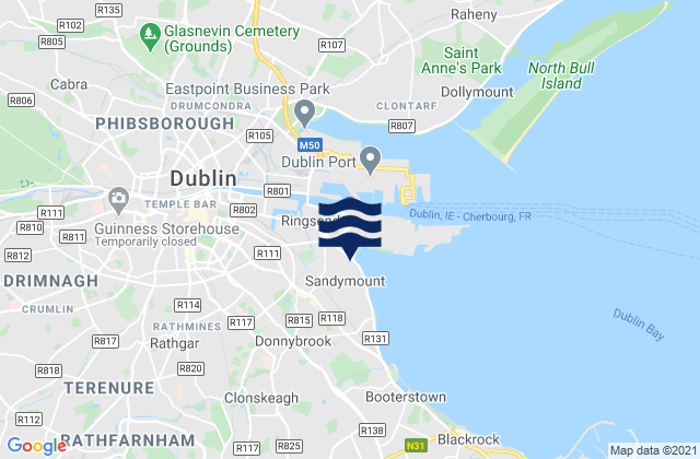 Mappa delle maree di Sandy Mouth, Ireland