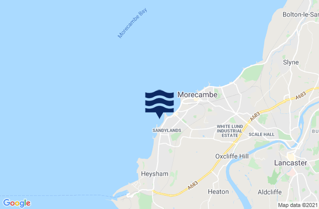 Mappa delle maree di Sandylands Beach, United Kingdom