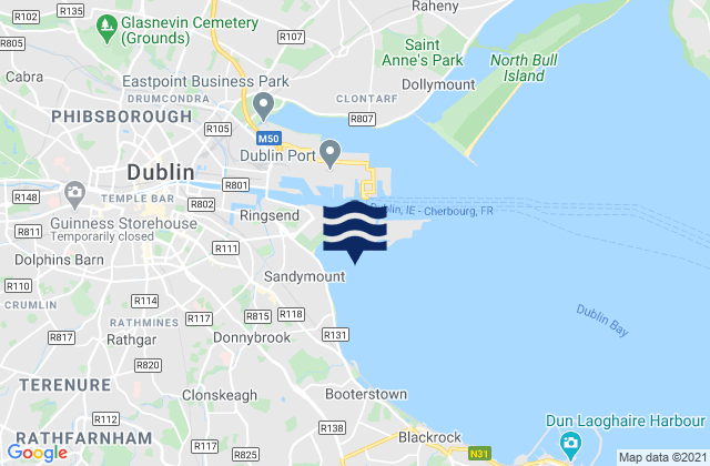 Mappa delle maree di Sandymount Strand, Ireland