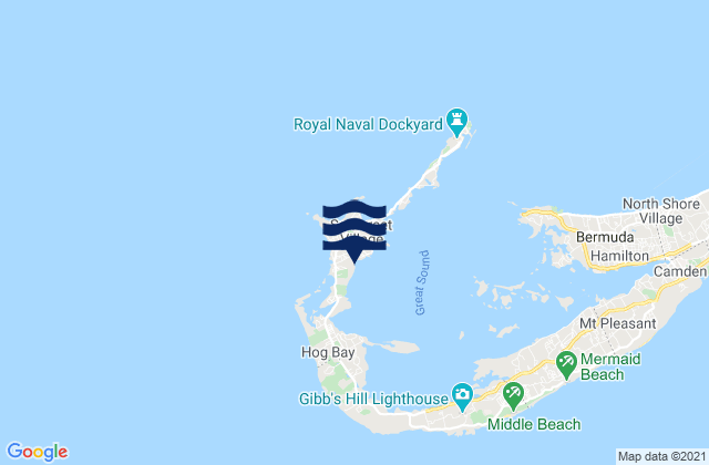 Mappa delle maree di Sandys Parish, Bermuda