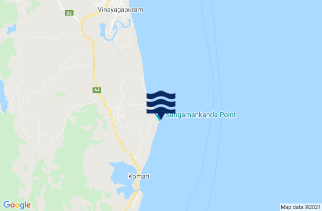 Mappa delle maree di Sangamankanda Point, Sri Lanka