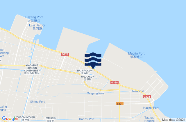 Mappa delle maree di Sanjia, China