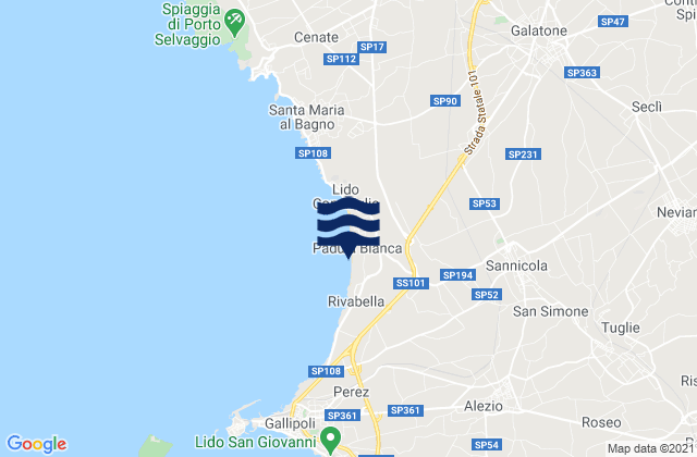 Mappa delle maree di Sannicola, Italy