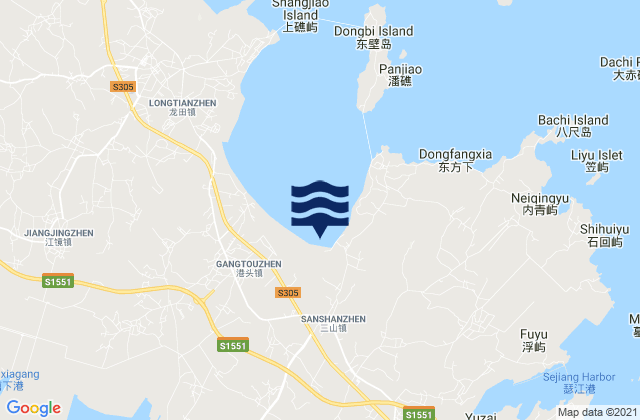 Mappa delle maree di Sanshan, China