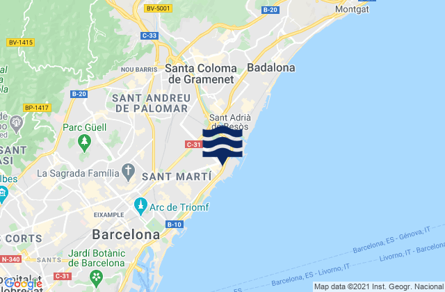 Mappa delle maree di Sant Andreu, Spain