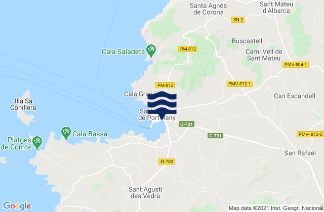Mappa delle maree di Sant Antoni de Portmany, Spain