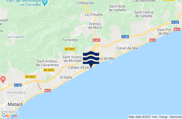 Mappa delle maree di Sant Celoni, Spain