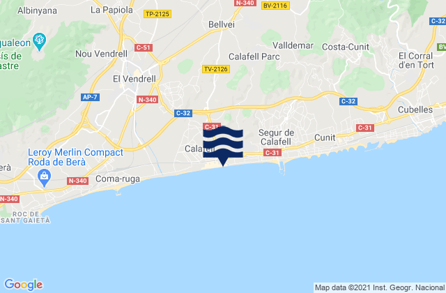 Mappa delle maree di Sant Jaume dels Domenys, Spain