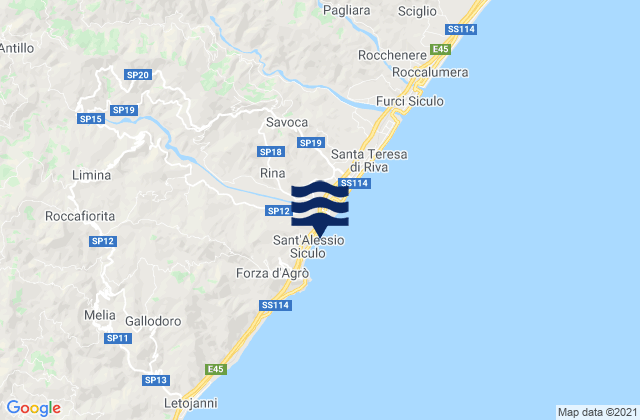 Mappa delle maree di Sant'Alessio Siculo, Italy