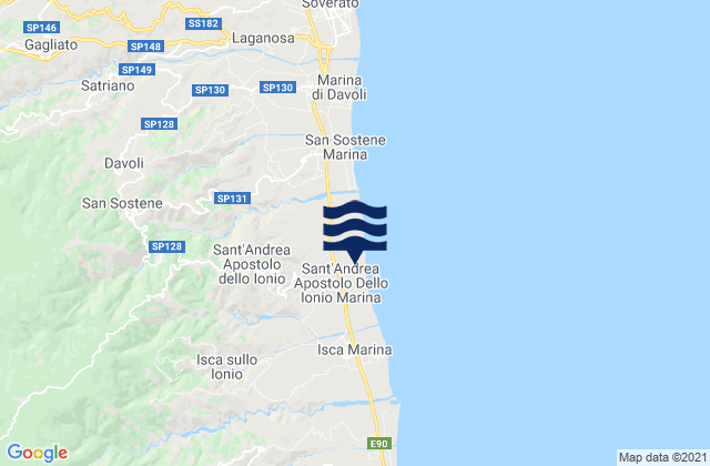 Mappa delle maree di Sant'Andrea Apostolo dello Ionio, Italy