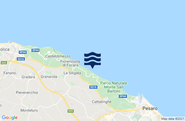 Mappa delle maree di Sant'Angelo in Lizzola, Italy