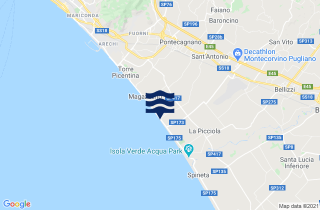 Mappa delle maree di Sant'Antonio, Italy