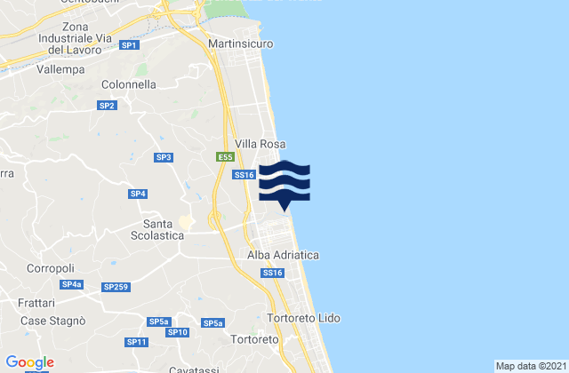 Mappa delle maree di Sant'Omero, Italy