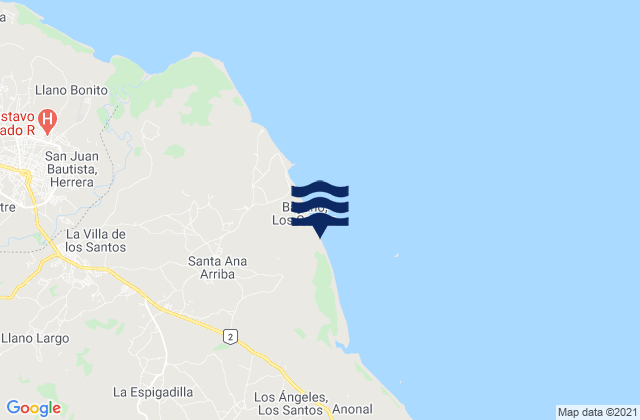 Mappa delle maree di Santa Ana Arriba, Panama