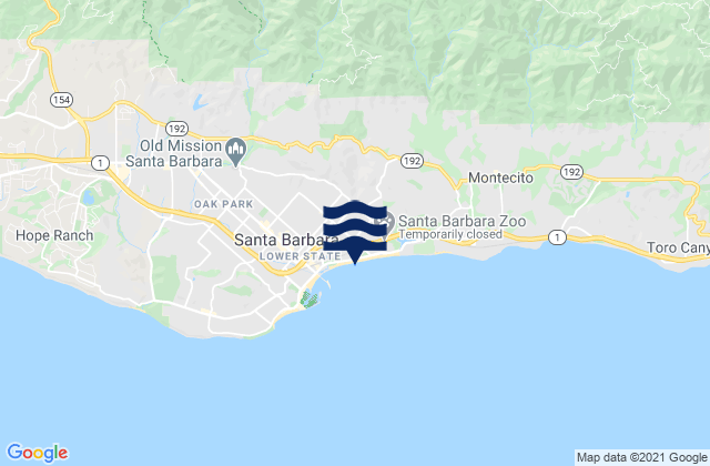 Mappa delle maree di Santa Barbara East Beach, United States