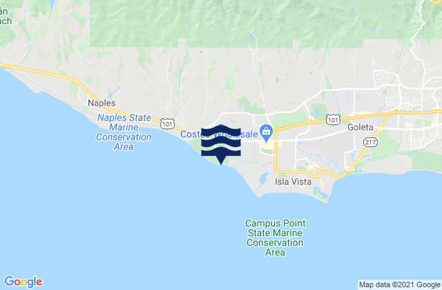Mappa delle maree di Santa Barbara Shores County Park, United States