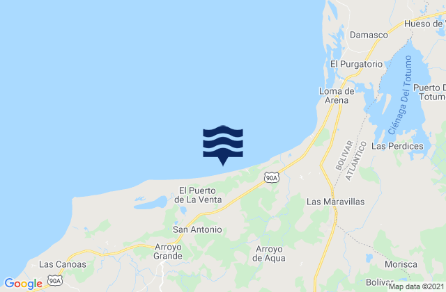 Mappa delle maree di Santa Catalina, Colombia