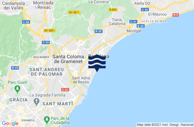 Mappa delle maree di Santa Coloma de Gramenet, Spain