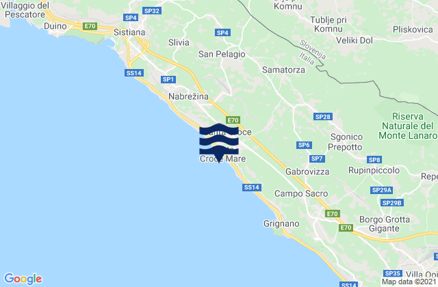 Mappa delle maree di Santa Croce, Italy