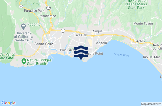 Mappa delle maree di Santa Cruz - 26th, United States