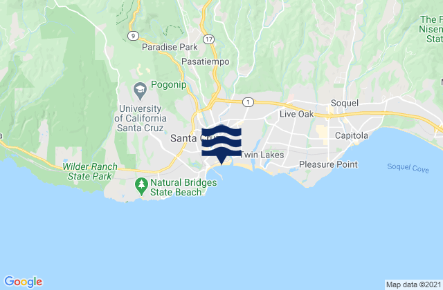 Mappa delle maree di Santa Cruz Beach, United States
