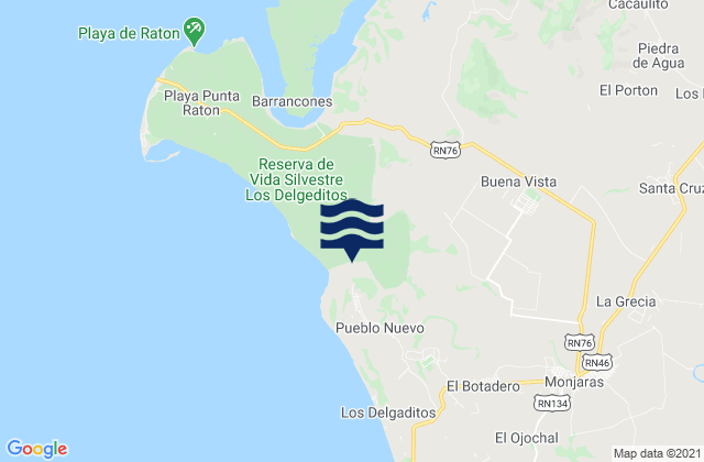 Mappa delle maree di Santa Cruz, Honduras