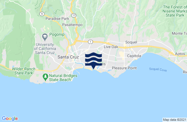 Mappa delle maree di Santa Cruz Harbour, United States