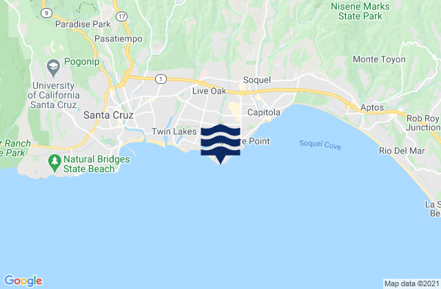 Mappa delle maree di Santa Cruz Rockview St, United States