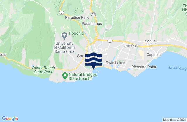 Mappa delle maree di Santa Cruz, United States