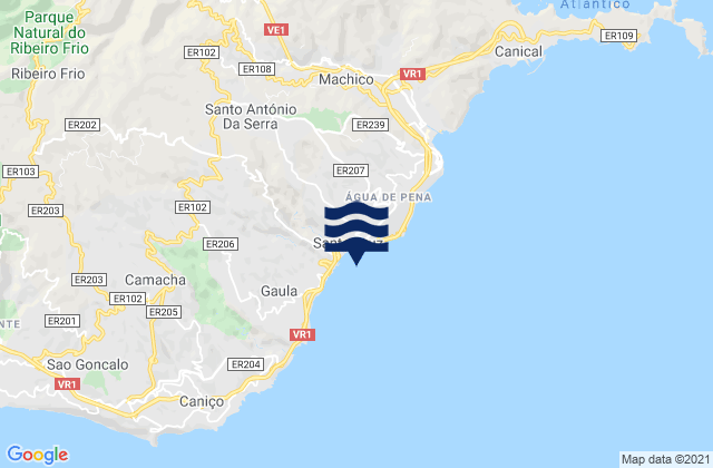 Mappa delle maree di Santa Cruz, Portugal