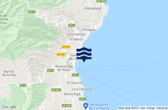 Mappa delle maree di Santa Cruz de la Palma, Spain