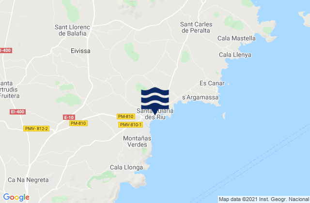 Mappa delle maree di Santa Eulària des Riu, Spain
