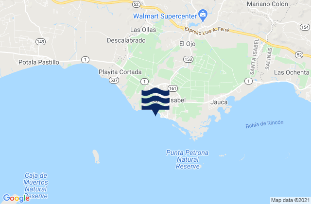 Mappa delle maree di Santa Isabel, Puerto Rico