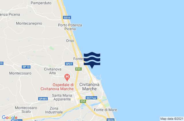 Mappa delle maree di Santa Maria Apparente, Italy
