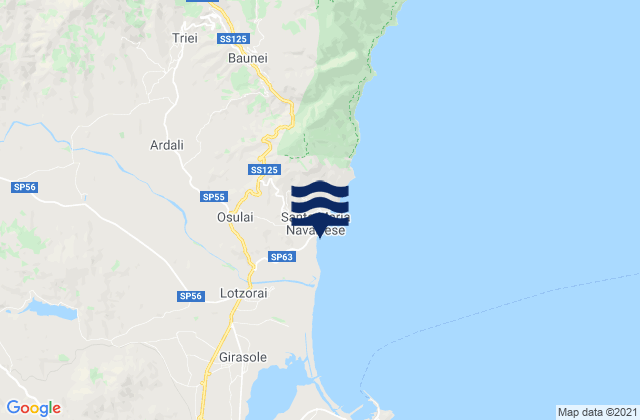 Mappa delle maree di Santa Maria Navarrese, Italy