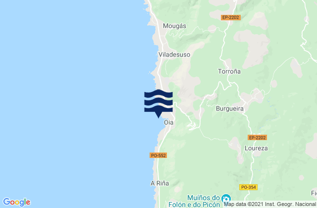 Mappa delle maree di Santa Maria de Oia, Portugal