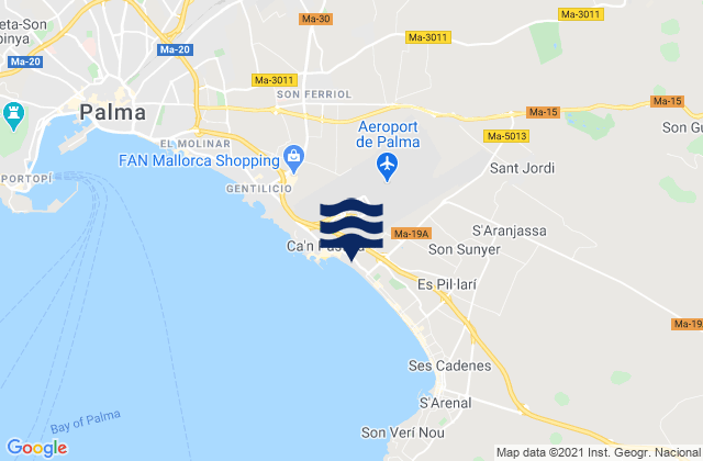 Mappa delle maree di Santa Maria del Camí, Spain