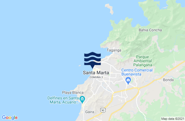 Mappa delle maree di Santa Marta, Colombia