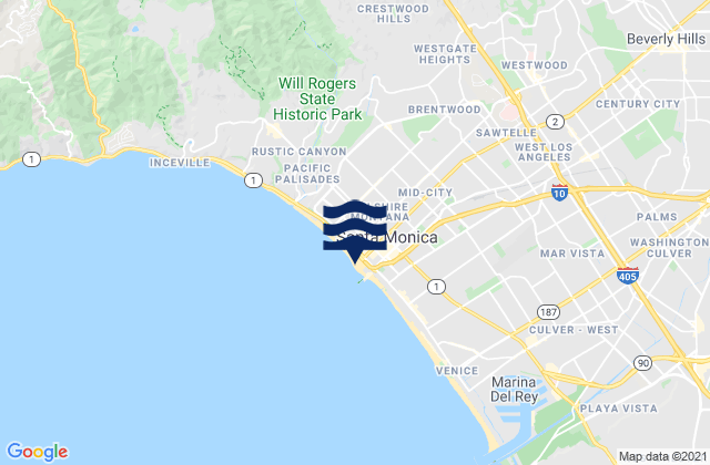 Mappa delle maree di Santa Monica, United States