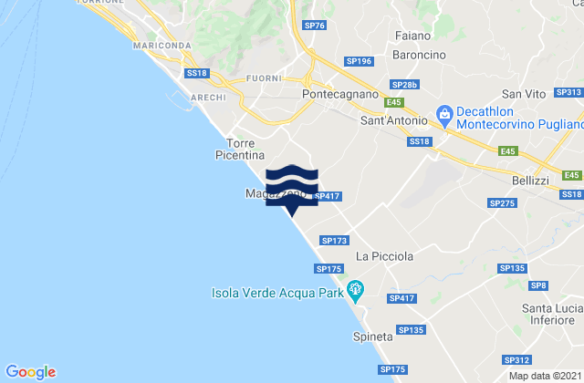 Mappa delle maree di Santa Tecla-Castelpagano, Italy