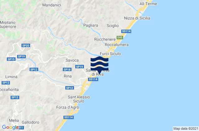 Mappa delle maree di Santa Teresa di Riva, Italy