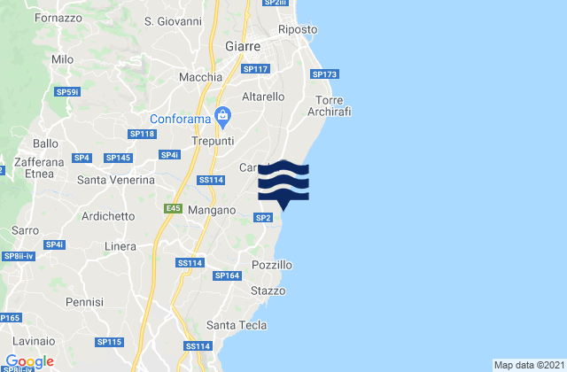 Mappa delle maree di Santa Venerina, Italy