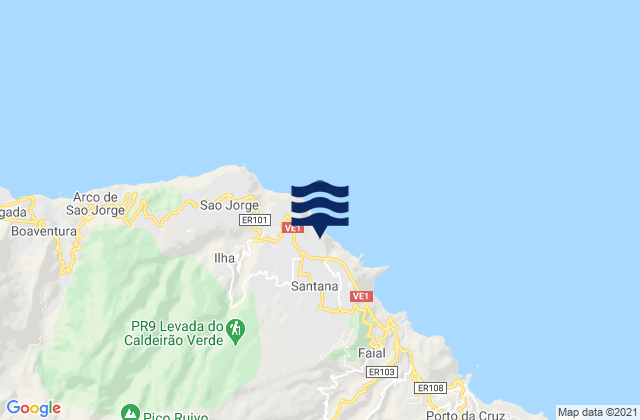 Mappa delle maree di Santana, Portugal