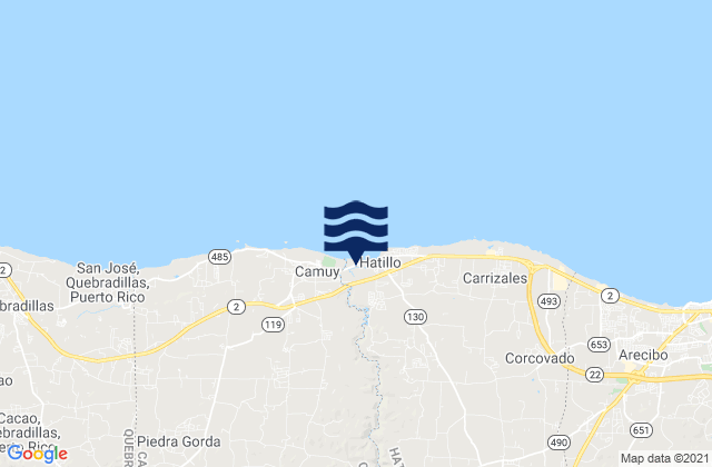 Mappa delle maree di Santiago Barrio, Puerto Rico