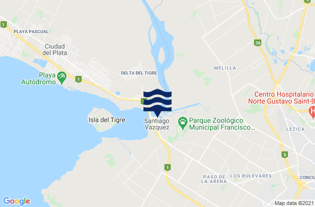 Mappa delle maree di Santiago Vázquez, Uruguay