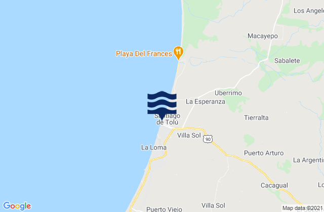 Mappa delle maree di Santiago de Tolú, Colombia